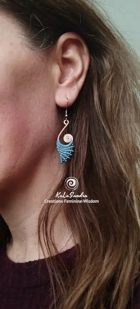 NÉMESIS-Pendientes de macramé en espiral con diseño de cobre hecho a mano - Imagen 8