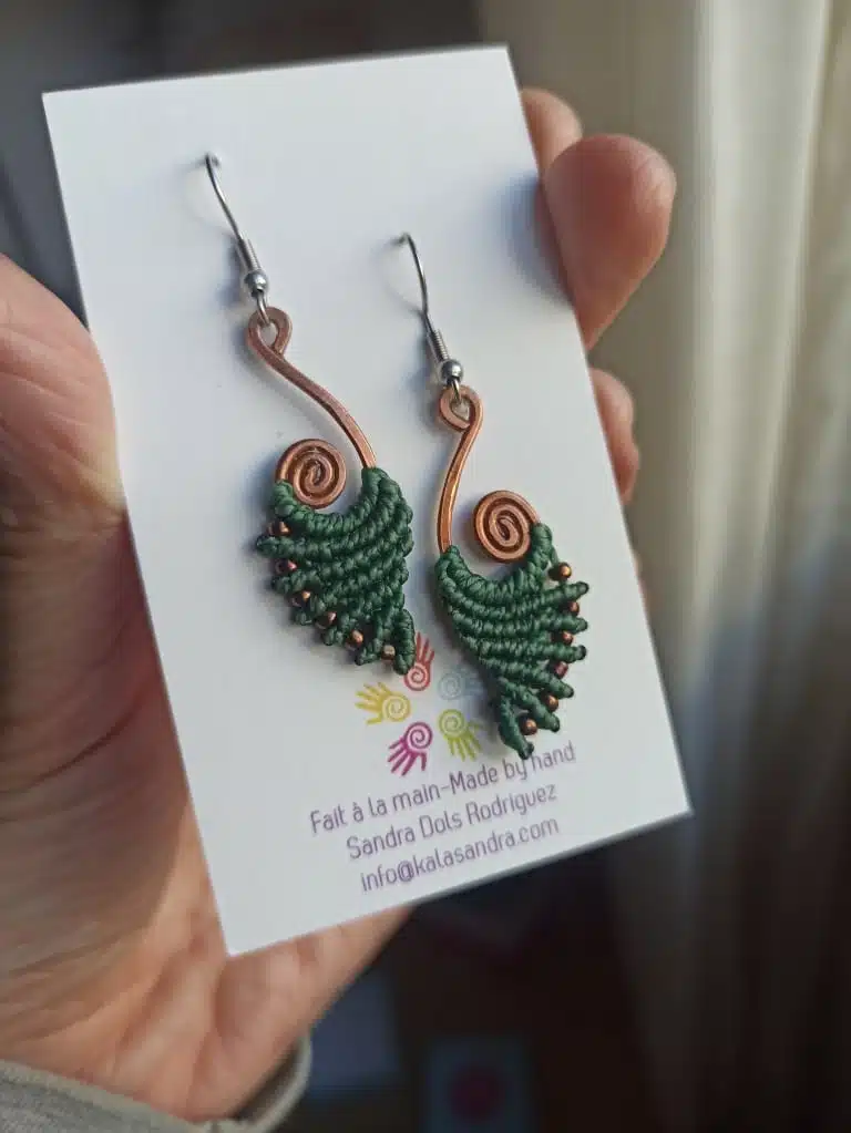 NÉMESIS-Pendientes de macramé en espiral con diseño de cobre hecho a mano - Imagen 10