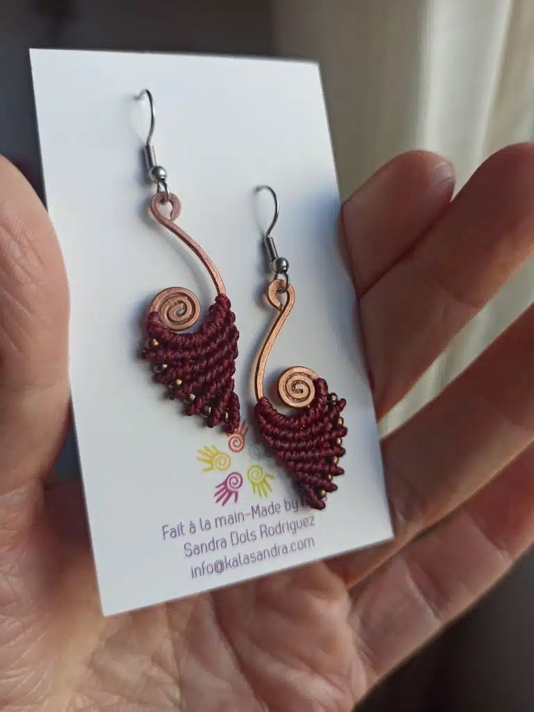 NÉMESIS-Pendientes de macramé en espiral con diseño de cobre hecho a mano - Imagen 11