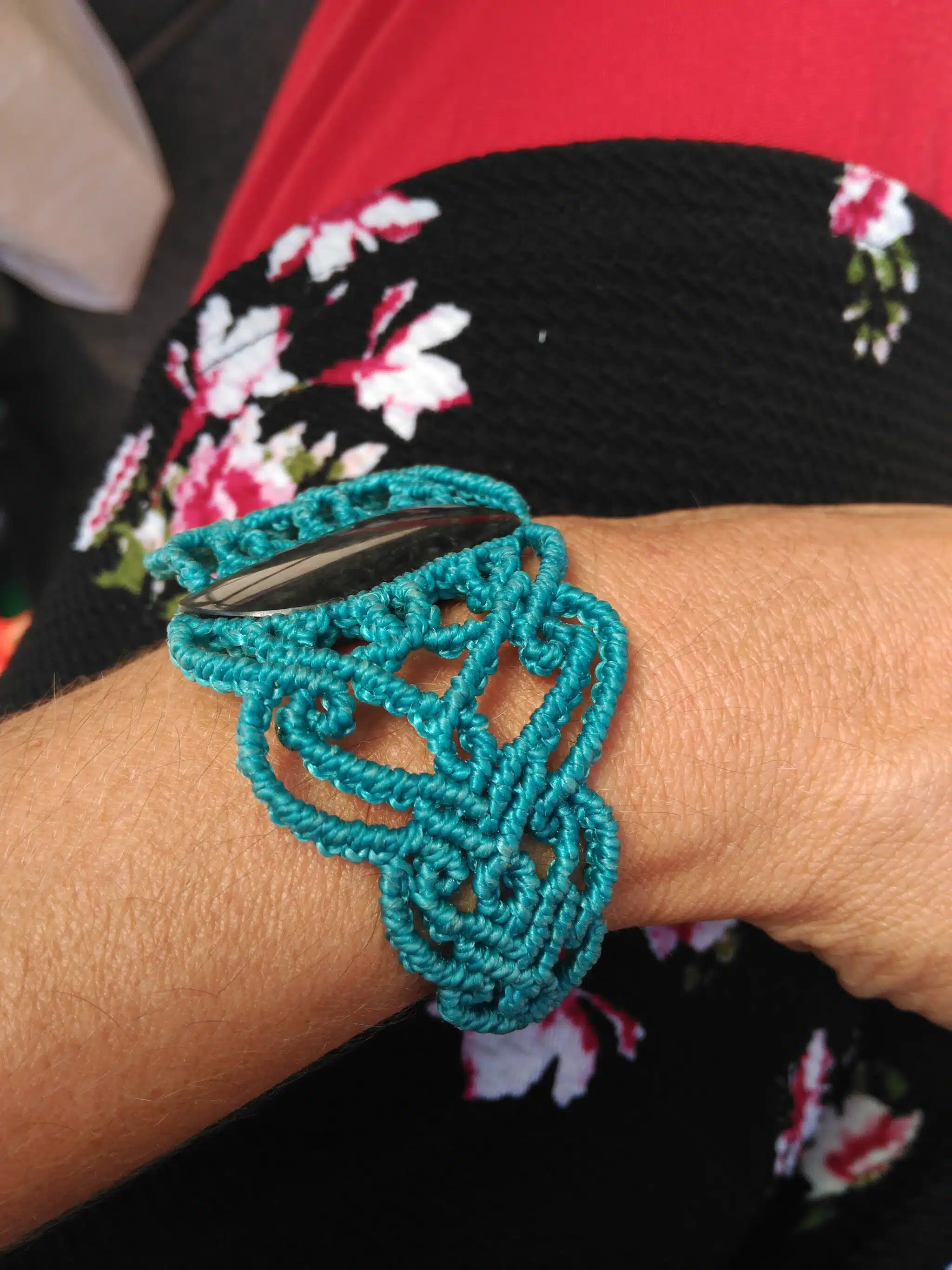 Pulsera grande de macramé con Obsidiana - Imagen 4