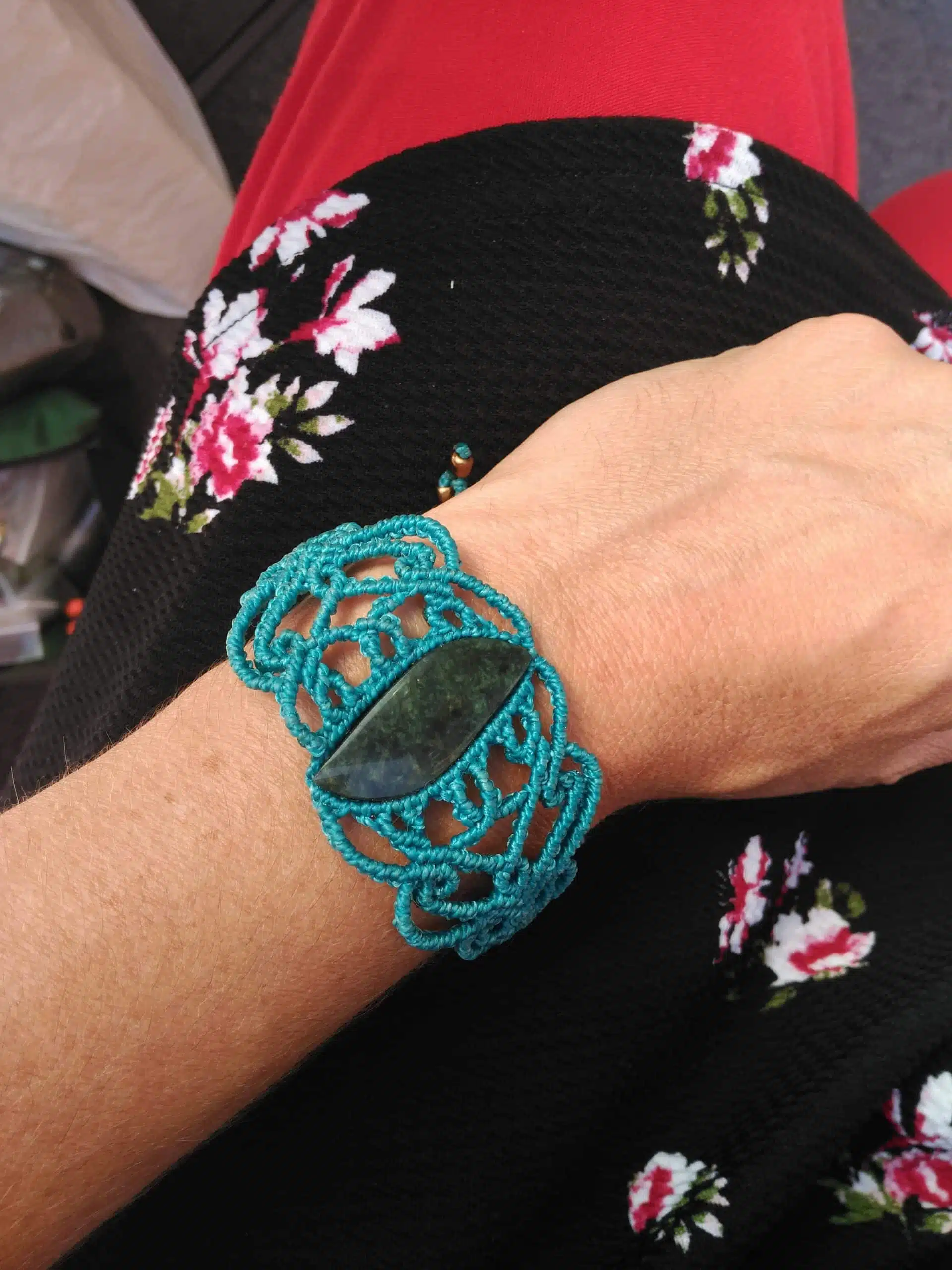 Pulsera grande de macramé con Obsidiana - Imagen 8