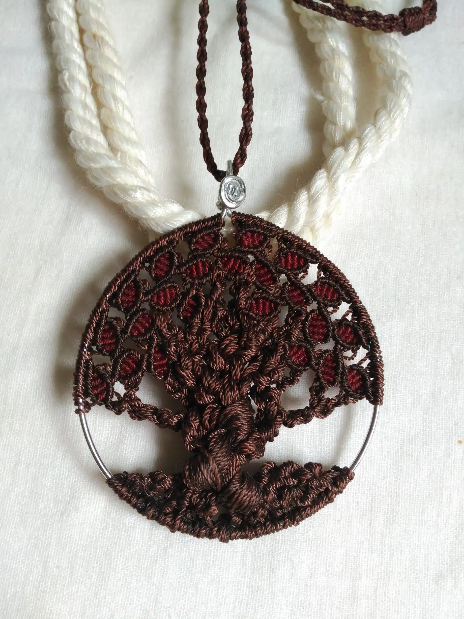 tree of life handmade macrame pendant necklace