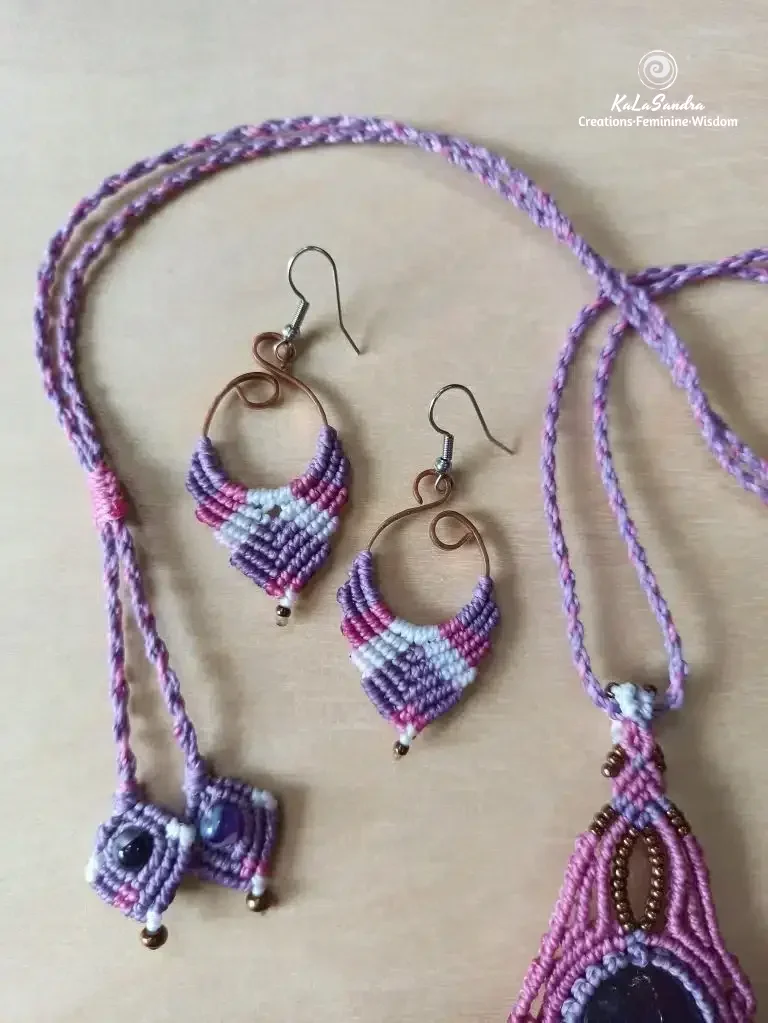 Big amethyst macrame necklace- GRACE - Image 9