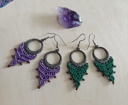 original everyday macrame earrings. Unique handmade macrame earrings. Boho earrings. Artisan jewelry.