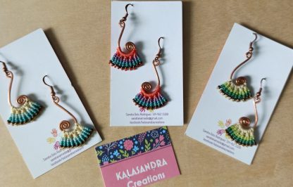 Handmade macrame earrings. Spiral designs. Handmade copper design. Bohoearrings. Gipsy style. Bohochick