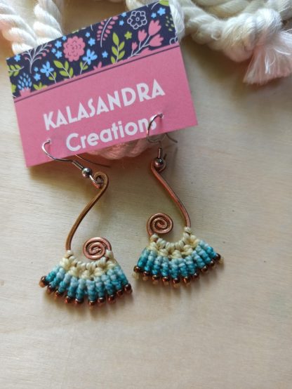 Handmade macrame earrings. Spiral designs. Handmade copper design. Bohoearrings. Gipsy style. Bohochick
