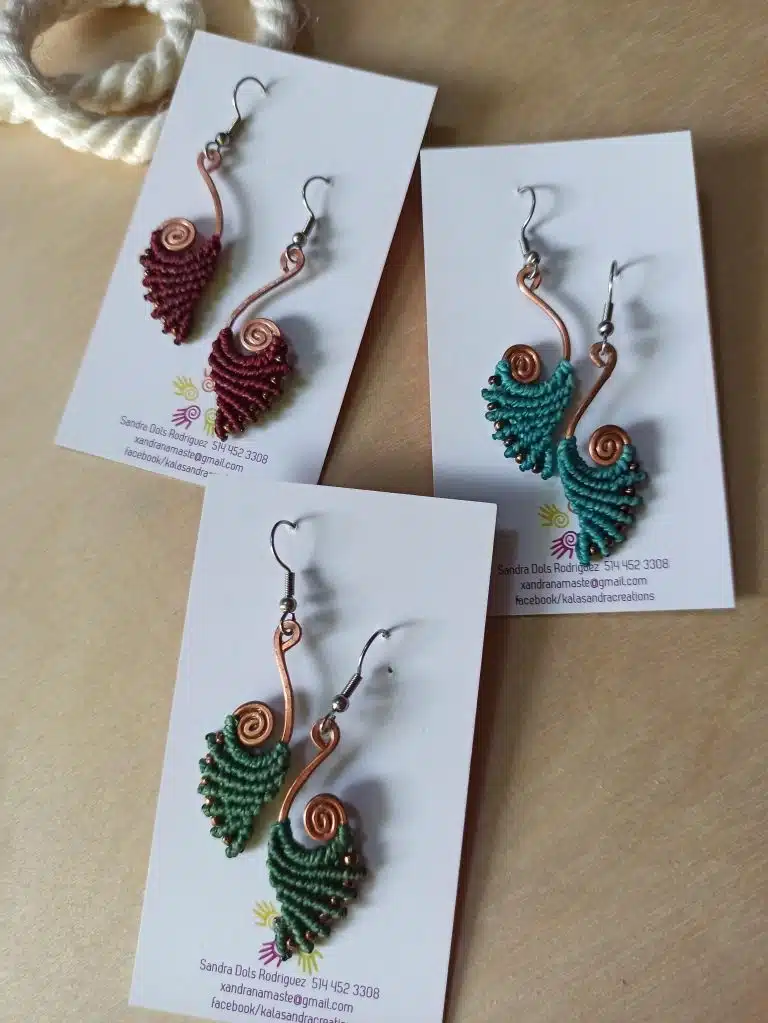 NÉMESIS-Pendientes de macramé en espiral con diseño de cobre hecho a mano - Imagen 2
