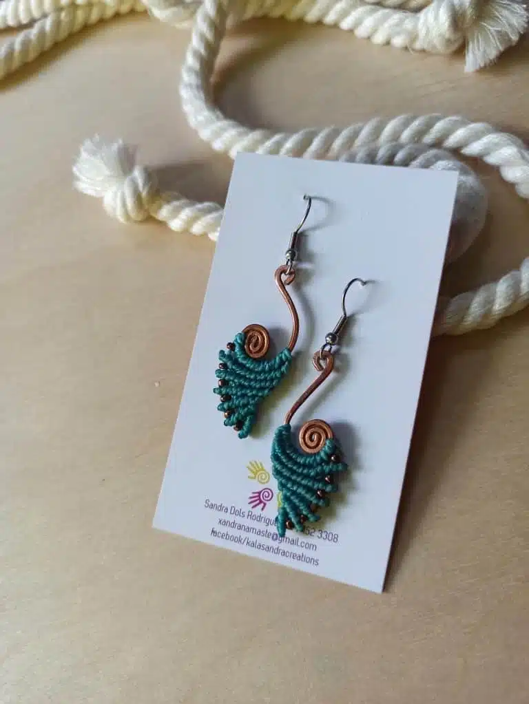 NÉMESIS-Pendientes de macramé en espiral con diseño de cobre hecho a mano - Imagen 4