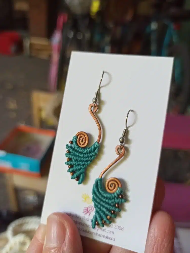 NÉMESIS-Pendientes de macramé en espiral con diseño de cobre hecho a mano - Imagen 7