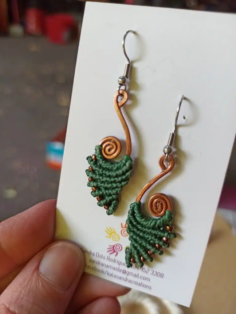 NÉMESIS-Pendientes de macramé en espiral con diseño de cobre hecho a mano - Imagen 6