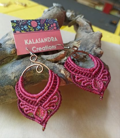 Unique artisan macrame earrings. handmade earrings. Bohemian earrings. One-of-a-kind earrings