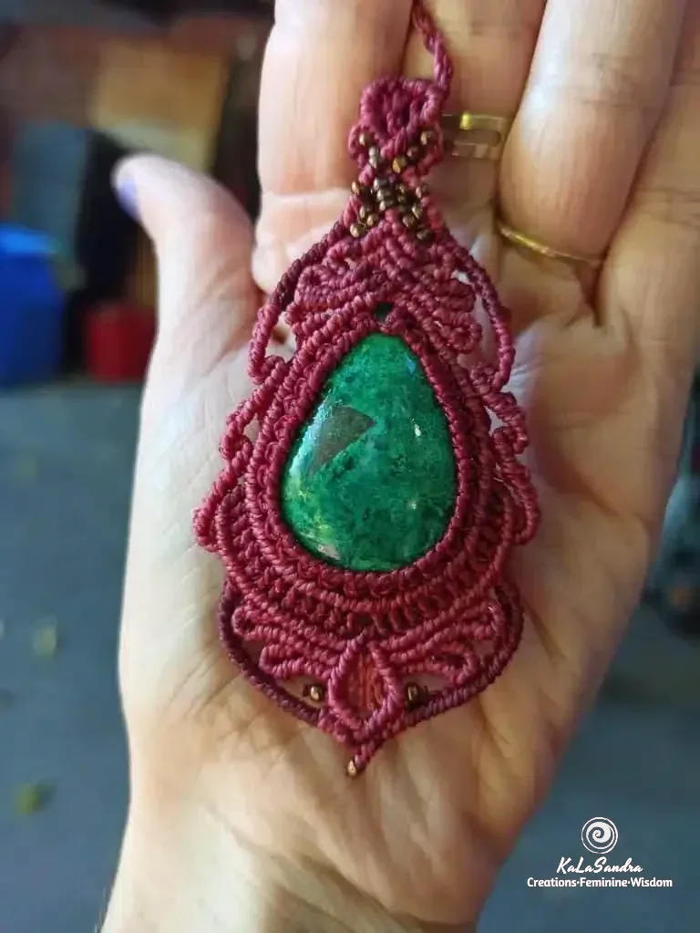 Unique chrysocolla macrame necklace- RADIANT BEAUTY - Image 7