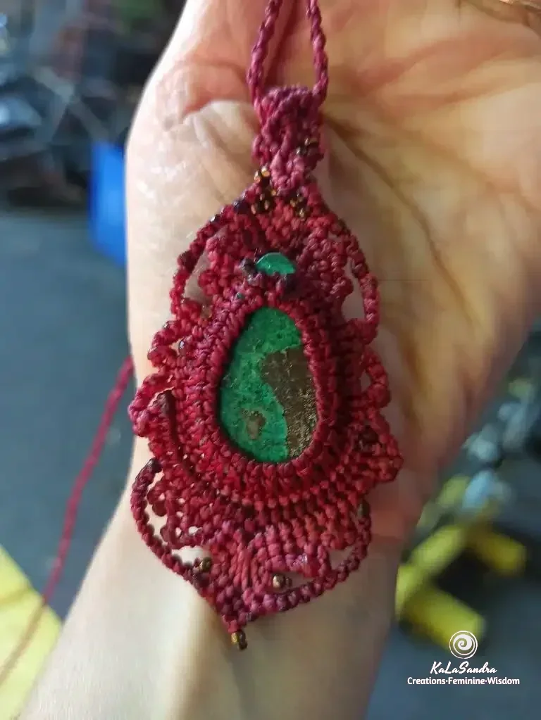Unique chrysocolla macrame necklace- RADIANT BEAUTY - Image 8