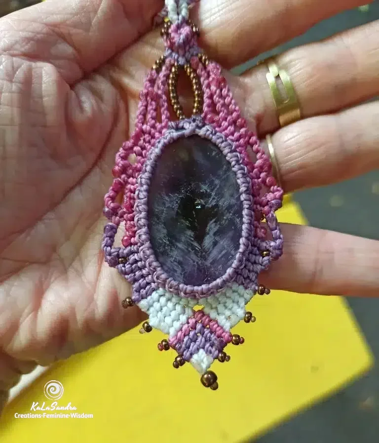 Big amethyst macrame necklace- GRACE - Image 5