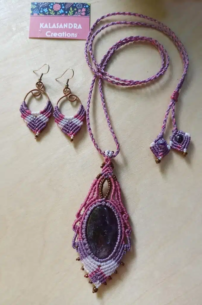 Big amethyst macrame necklace- GRACE - Image 8