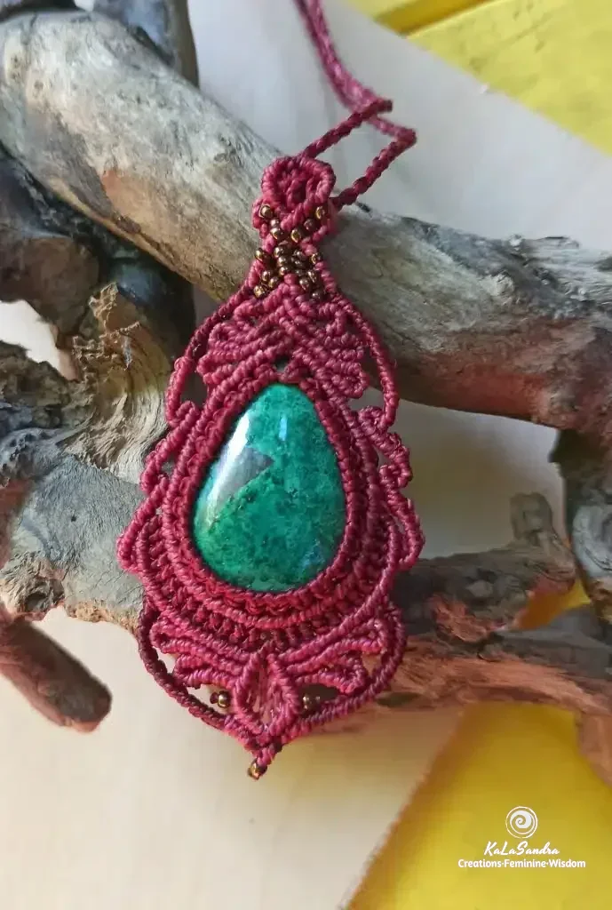 Unique chrysocolla macrame necklace- RADIANT BEAUTY - Image 2