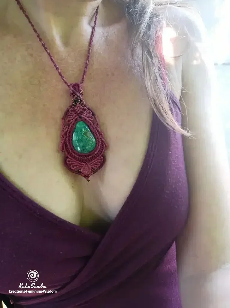 Unique chrysocolla macrame necklace- RADIANT BEAUTY - Image 10