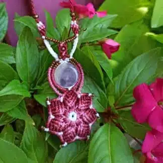amethyst artisan macrame necklace. handmade necklace. Gemstone necklace. Bohemian. Boho necklace. spiritual jewelry. Amethyst necklace.