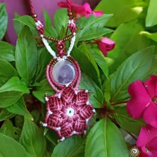 amethyst artisan macrame necklace. handmade necklace. Gemstone necklace. Bohemian. Boho necklace. spiritual jewelry. Amethyst necklace.