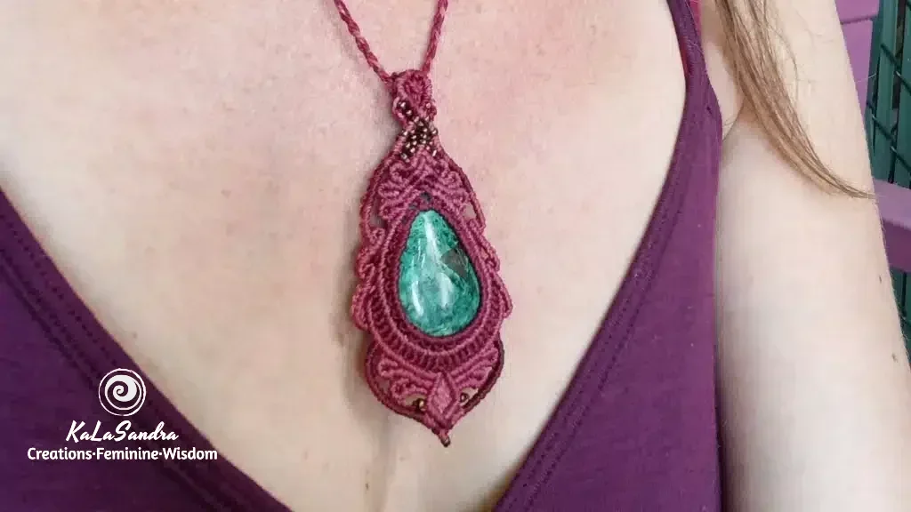 Unique chrysocolla macrame necklace- RADIANT BEAUTY - Image 9