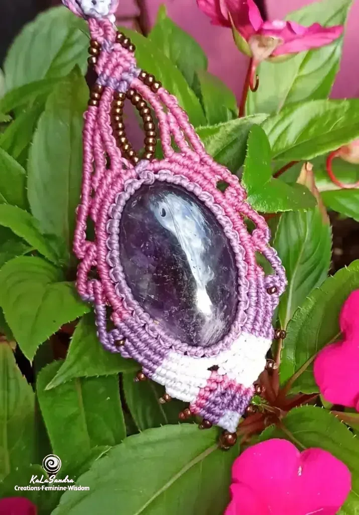 Big amethyst macrame necklace- GRACE - Image 10