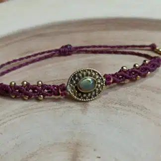 labradorite macrame bracelet handmade, dark cherry color, adjustable, artisan, unique