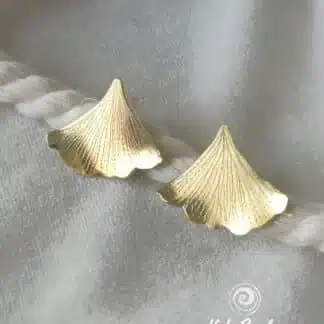 ginkgo earrings, brass earrings, artisan jewelry, handmade, handcut