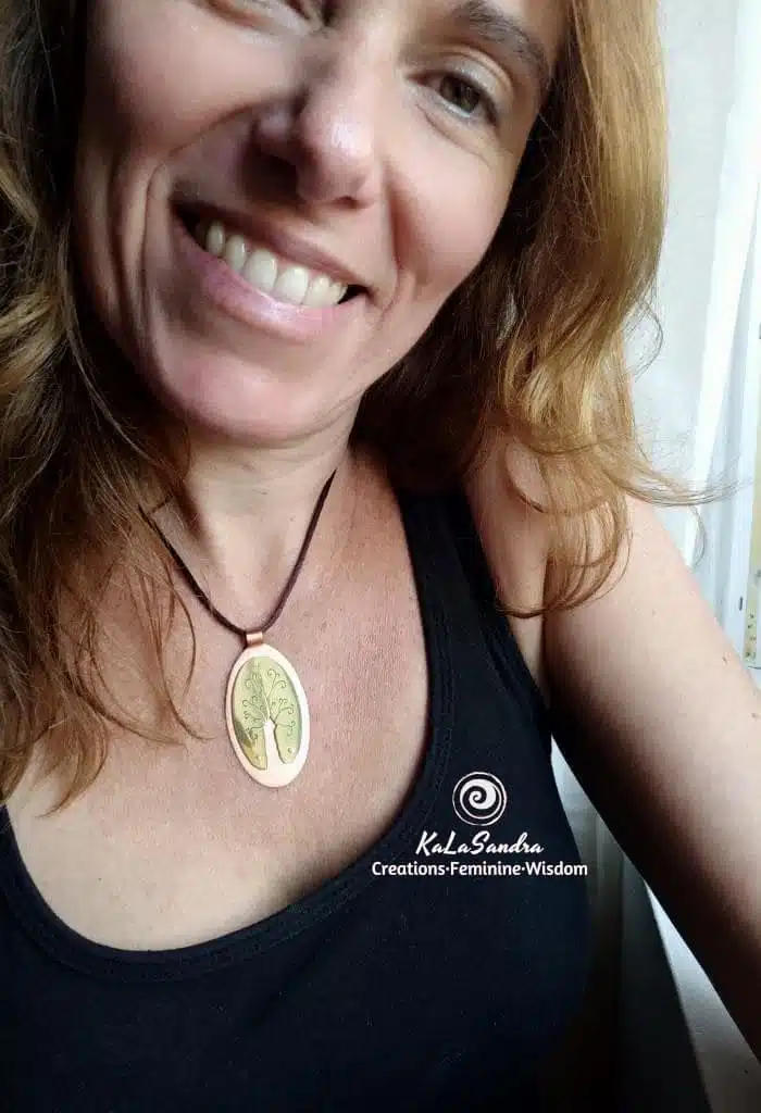 TREE OF LIFE inspired PENDANT in hand cut brass and copper metal - Image 8
