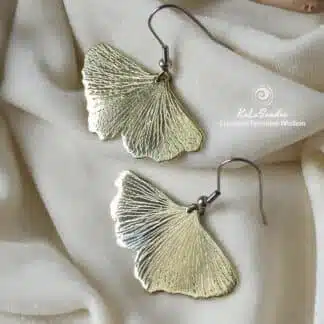 Ginkgo biloba earrings, brass earrings, handcut, artisan earrings