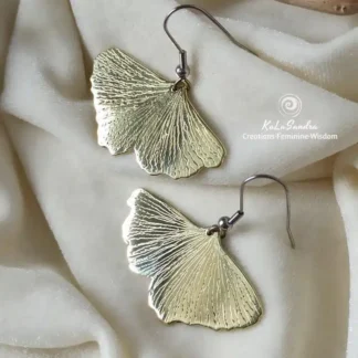 Ginkgo biloba earrings, brass earrings, handcut, artisan earrings