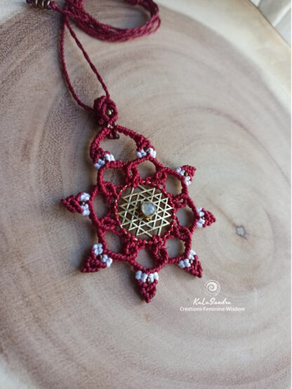 moonstone macrame necklace, handmade necklace, boho jewelry, mandala pendant