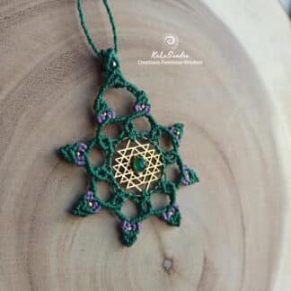 STAR green onyx macrame necklace, handmade necklace