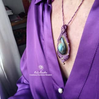 LABRADORITE macrame necklace, boho, artisan jewelry, handmade pendant