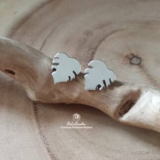 MONSTERA silver handmade earrings, artisan jewelry