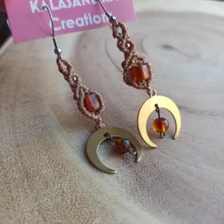 LUNE- amber macrame earrings