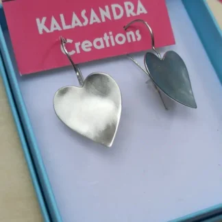 SILVER heart earrings, handmade