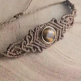 Tiger eye macrame bracelet handmade